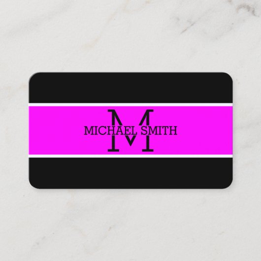 Carte De Visite Monogramme professionnel Magenta Moderne (Devant)