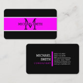 Carte De Visite Monogramme professionnel Magenta Moderne (Devant / Derrière)