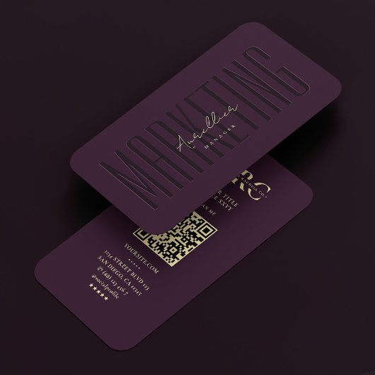 Carte De Visite Monogramme professionnel Marketing Luxe violet