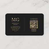Carte De Visite Monogramme professionnel marketing moderne noir (Dos)