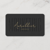 Carte De Visite Monogramme professionnel marketing noir moderne (Devant)