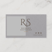 Carte De Visite Monogramme professionnel métal argent chic or (Devant)
