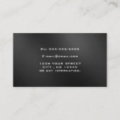 Carte De Visite Monogramme professionnel Métal Plain chic Noir (Dos)