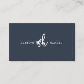 Carte De Visite Monogramme professionnel minimal marine (Devant)