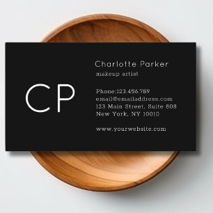 Carte De Visite Monogramme professionnel minimal Noir moderne