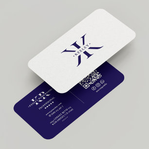 Carte De Visite Monogramme professionnel minimal propre K bleu fon