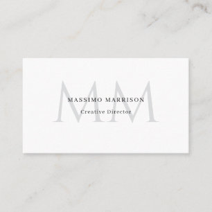 Carte De Visite Monogramme professionnel minimaliste noir et blanc