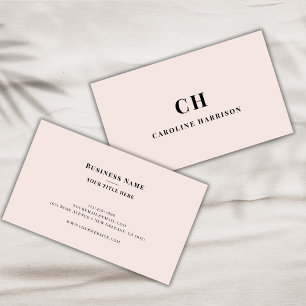 Carte De Visite Monogramme professionnel minimaliste rose vif