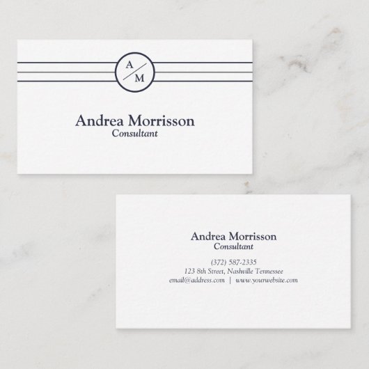 Carte De Visite Monogramme professionnel moderne (Devant / Derrière)