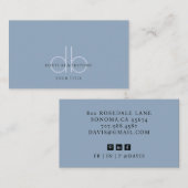 Carte De Visite Monogramme professionnel moderne bleu (Devant / Derrière)