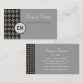 Carte De Visite Monogramme professionnel moderne Brown Houndstooth (Devant / Derrière)