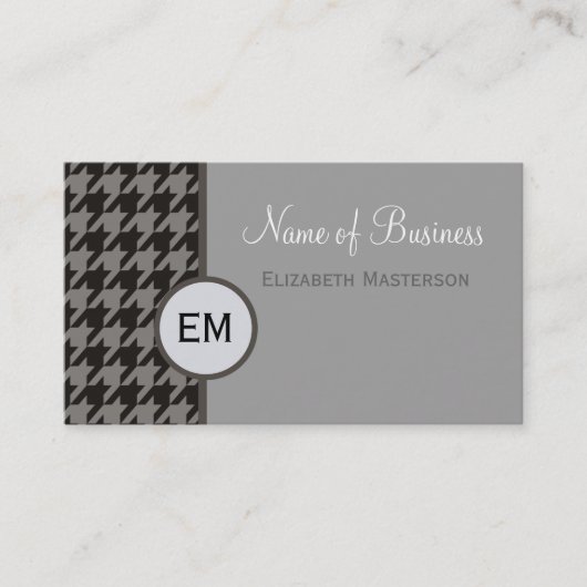 Carte De Visite Monogramme professionnel moderne Brown Houndstooth (Devant)