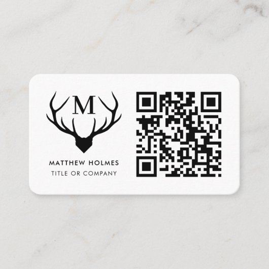 Carte De Visite Monogramme professionnel moderne de code QR Code d (Devant)