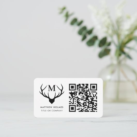 Carte De Visite Monogramme professionnel moderne de code QR Code d (Debout devant)