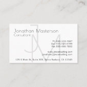 Carte De Visite Monogramme professionnel moderne de Minimalistic (Dos)