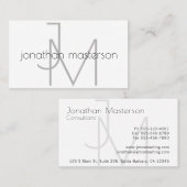 Carte De Visite Monogramme professionnel moderne de Minimalistic (Devant / Derrière)