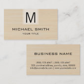 Carte De Visite Monogramme professionnel moderne du grain de bois (Devant / Derrière)
