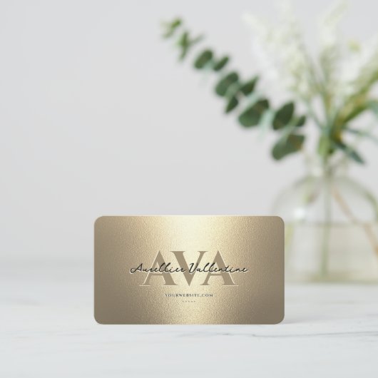 Carte De Visite Monogramme professionnel moderne Elégant Faux Gold (Debout devant)