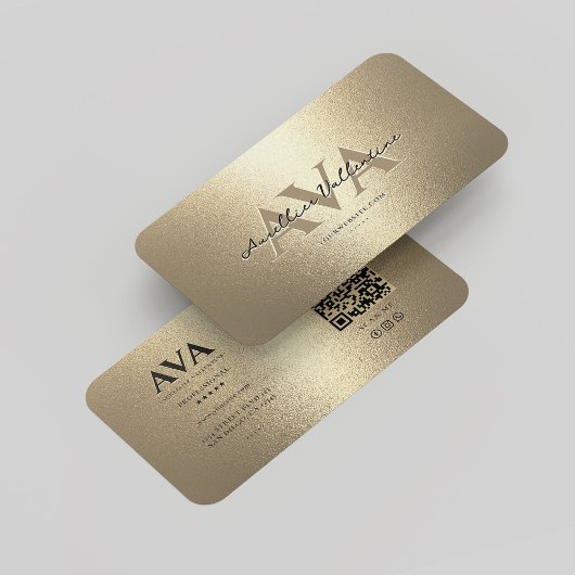Carte De Visite Monogramme professionnel moderne Elégant Faux Gold