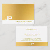 Carte De Visite Monogramme professionnel moderne Élégant Or Plaine (Devant / Derrière)