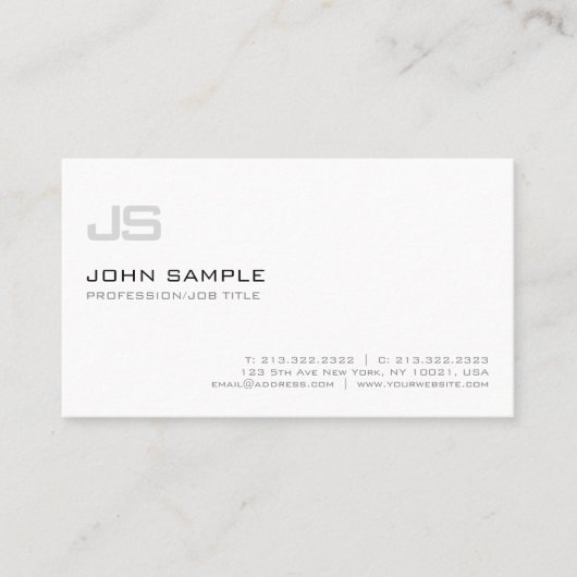 Carte De Visite Monogramme professionnel moderne élégant Simple Pl (Devant)