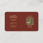 Carte De Visite Monogramme professionnel moderne en terre cuite fo (Dos)