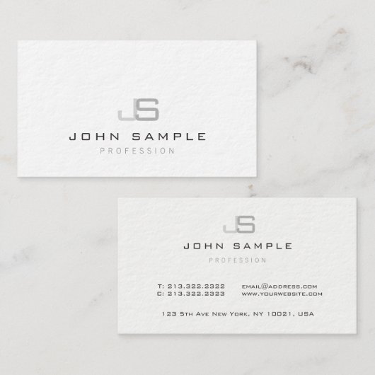 Carte De Visite Monogramme professionnel moderne et créatif Luxe (Devant / Derrière)