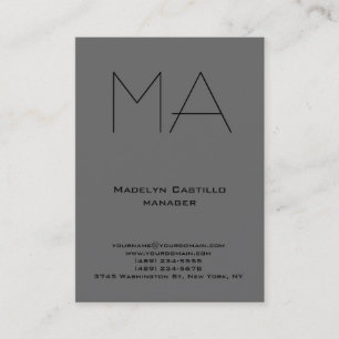 Carte De Visite Monogramme professionnel moderne et unique en gris