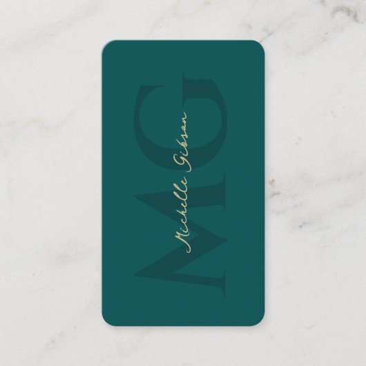 Carte De Visite Monogramme professionnel moderne foncé Turquoise é (Devant)