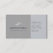 Carte De Visite Monogramme professionnel moderne Gris élégant (Devant)