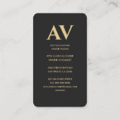 Carte De Visite Monogramme professionnel moderne gris noir (Dos)