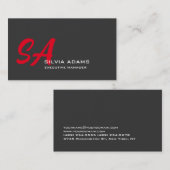 Carte De Visite Monogramme professionnel moderne Gris rouge clair (Devant / Derrière)