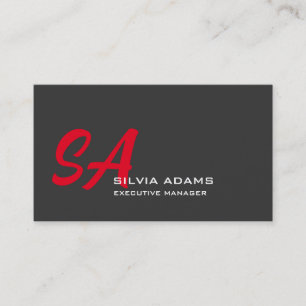 Carte De Visite Monogramme professionnel moderne Gris rouge clair