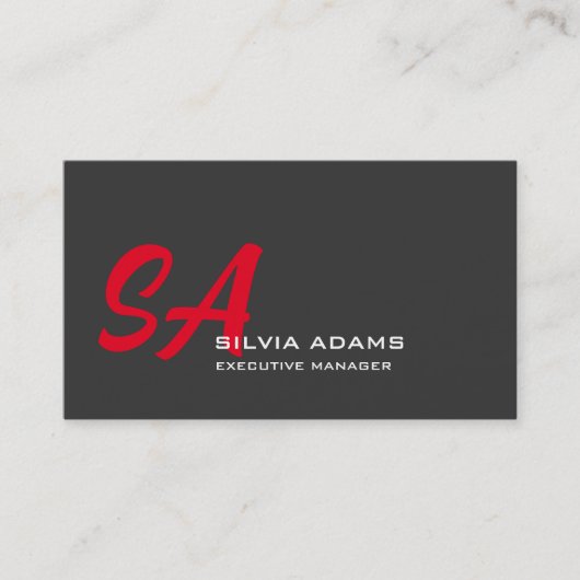 Carte De Visite Monogramme professionnel moderne Gris rouge clair (Devant)