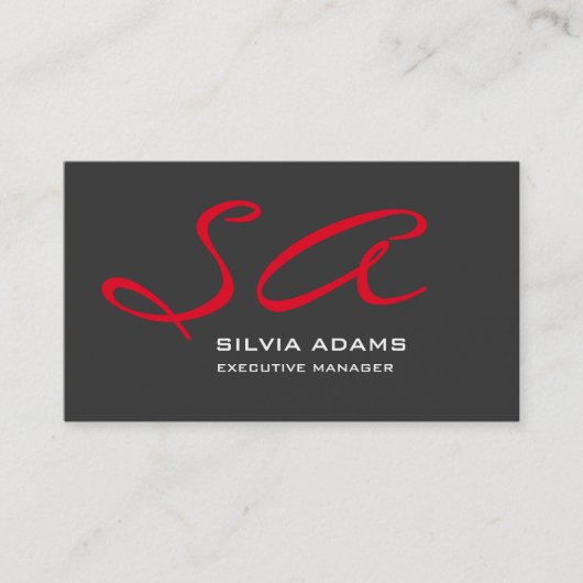 Carte De Visite Monogramme professionnel moderne Gris rouge clair (Devant)
