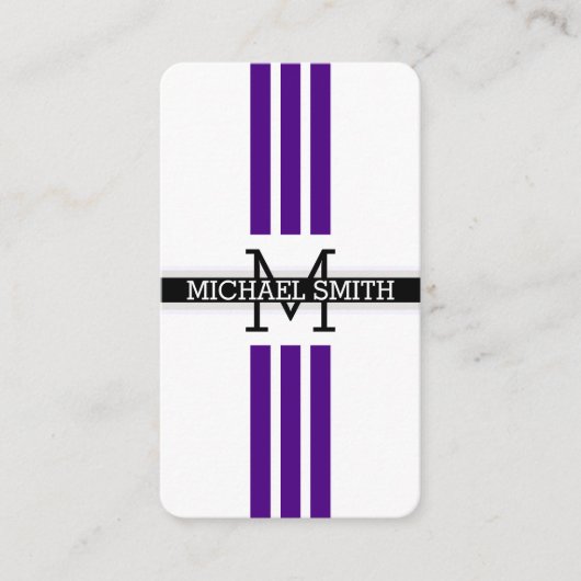 Carte De Visite Monogramme professionnel Moderne Indigo Stripes (Devant)