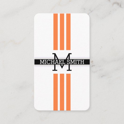 Carte De Visite Monogramme professionnel Moderne Mango Tango Strip (Devant)