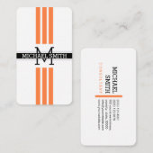 Carte De Visite Monogramme professionnel Moderne Mango Tango Strip (Devant / Derrière)