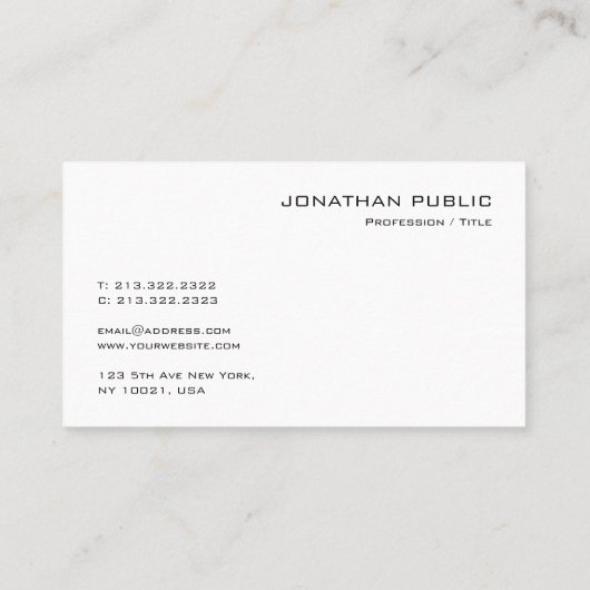 Carte De Visite Monogramme Professionnel Moderne Modèle simple (Dos)