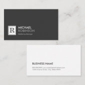 Carte De Visite Monogramme professionnel moderne noir blanc (Devant / Derrière)