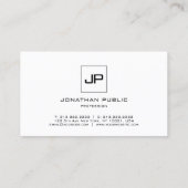 Carte De Visite Monogramme Professionnel Moderne Noir Blanc BW Uni (Dos)
