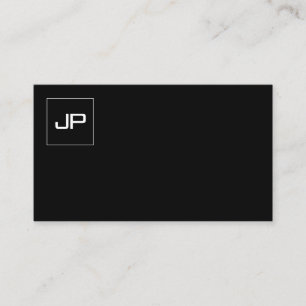 Carte De Visite Monogramme Professionnel Moderne Noir Blanc BW Uni