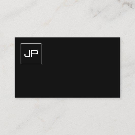 Carte De Visite Monogramme Professionnel Moderne Noir Blanc BW Uni (Devant)