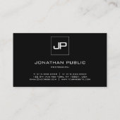Carte De Visite Monogramme professionnel moderne noir et blanc (Dos)
