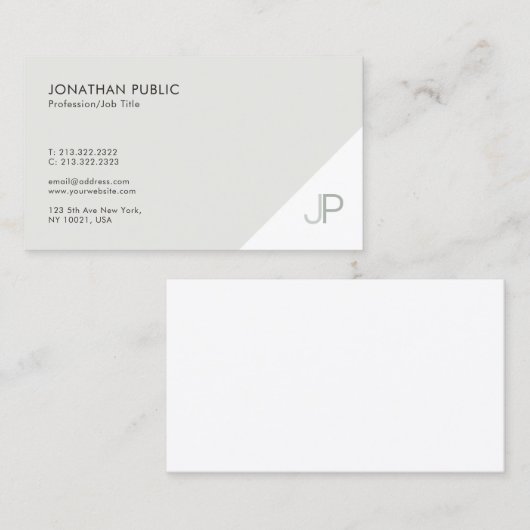 Carte De Visite Monogramme professionnel moderne Simple Chic Plain (Devant / Derrière)