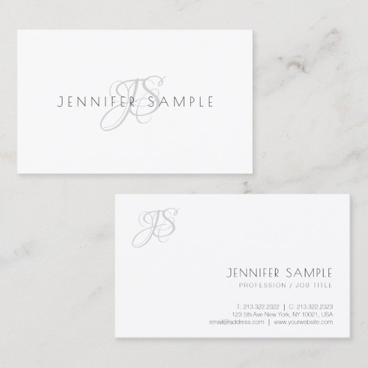 Carte De Visite Monogramme professionnel Moderne Simple Modèle Chi (Devant / Derrière)