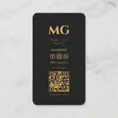 Carte De Visite Monogramme professionnel noir élégant moderne (Dos)