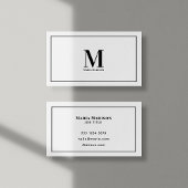 Carte De Visite Monogramme professionnel noir et blanc moderne