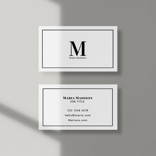 Carte De Visite Monogramme professionnel noir et blanc moderne