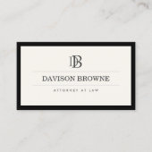 Carte De Visite Monogramme professionnel noir et ivoire (Devant)